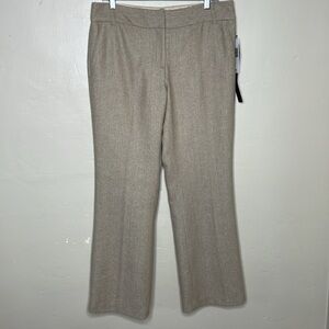 DALIA COLLECTION Trousers WOOL Blend Cream & Tan Herringbone Academia NWT 10